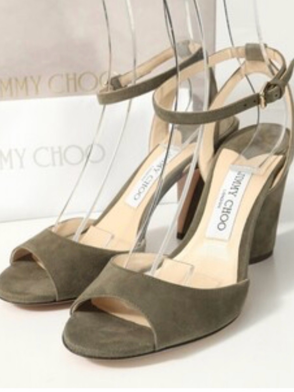 Jimmy Choo Olive Suede Ankle-Strap Block Heel Sandals